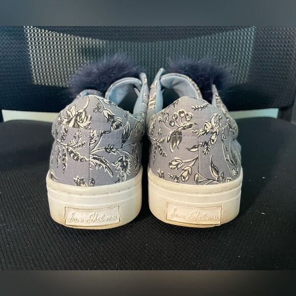 Sam Edelman Laya Blue Platform Pom Pom Floral Sneakers Size 8 - Picture 4 of 7